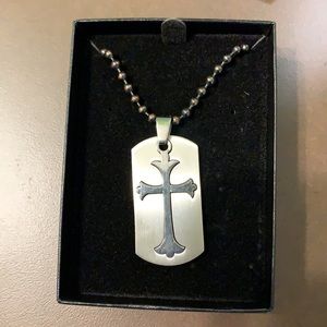 NIB Convertible Stainless Dogtag Cross Necklace